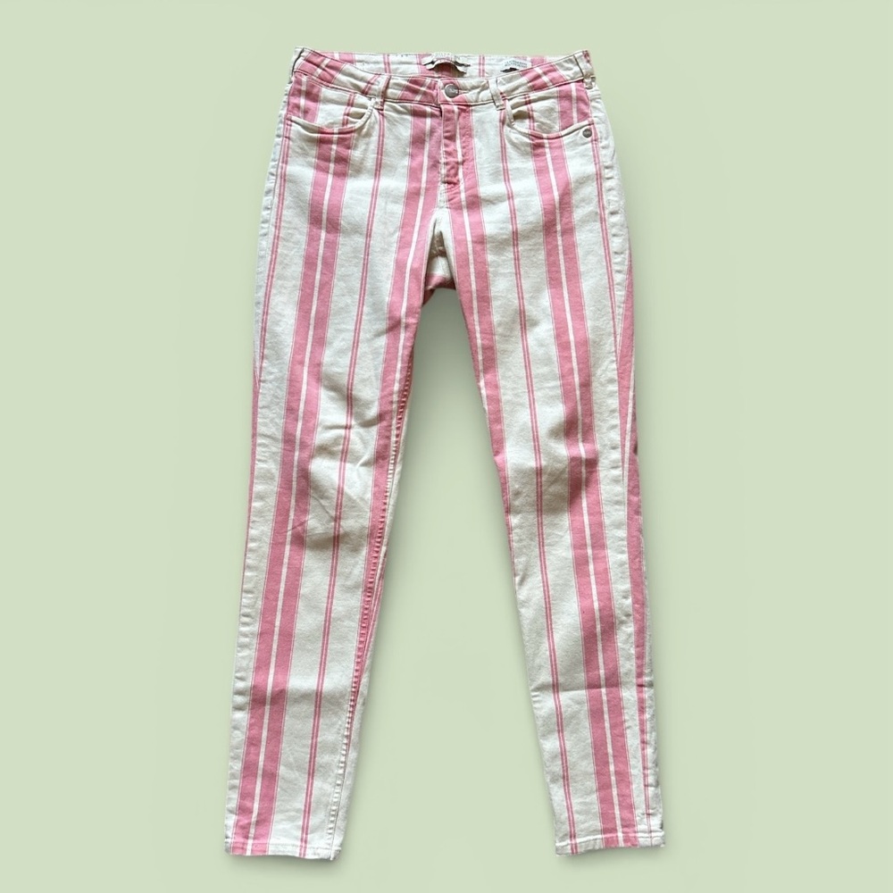 Scotch & Soda La Bohemienne Mid Rise Cream & Pink Stripe Skinny A La Plage 30/32